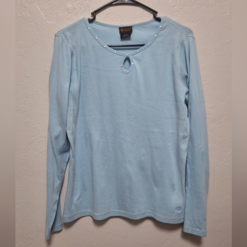 Ariat Blue Light Long Sleeve Women's Sweater Size L - Picture 2 of 8
